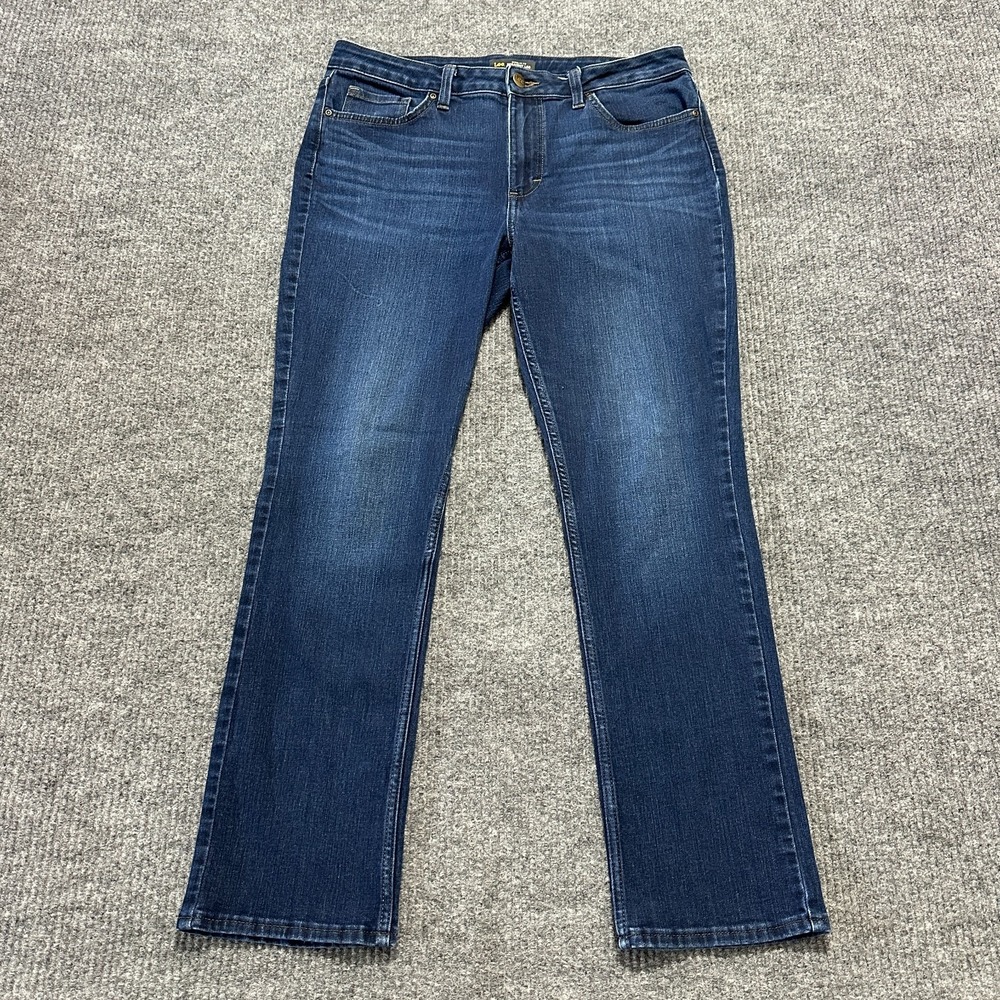 Lee Regular Fit Straight Leg Mid RIse Jeans Womens Actual W34" Blue Denim Casual